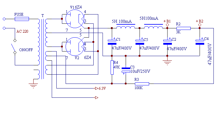 6N1+6p1电子管胆机耳放耳机放大器 电路图