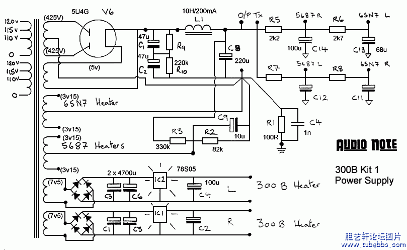Audio Note Kit one变形线路的300B 单端胆机放大器设计、试验及