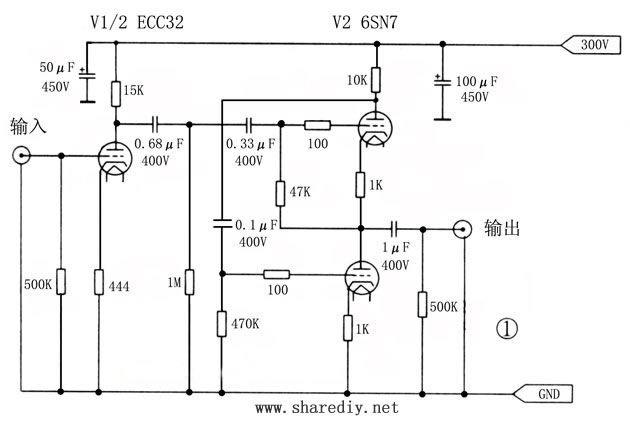自制ECC32+6sn7电子管胆前级
