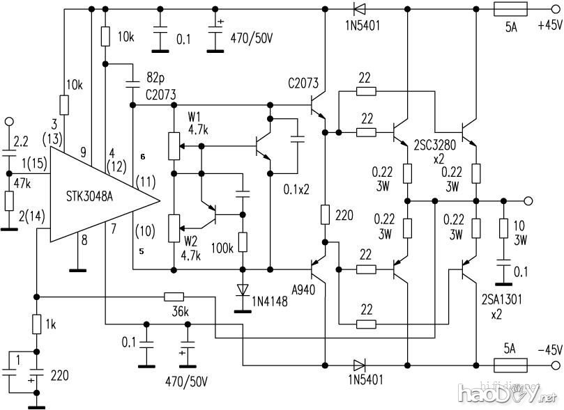 今天再做STK3048推动的微型分立功放!