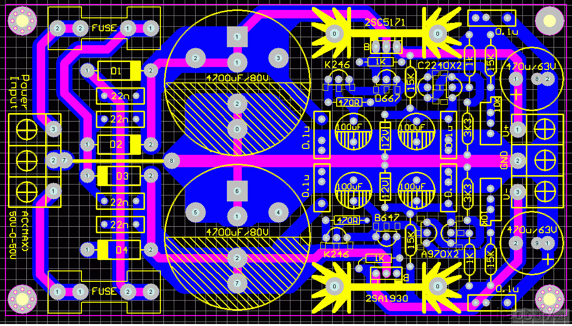 再上一稳压电源电路的PCB图样