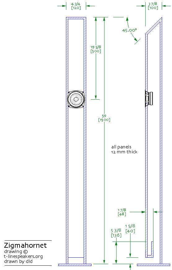 FOSTEX FE103E Zigmahornet音箱计划 FOSTEX FE103E Zigmahornet音箱计划