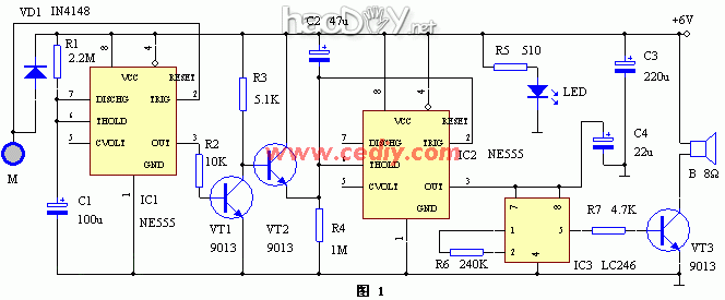 自制具有时间识别功能的门锁门窗报警器