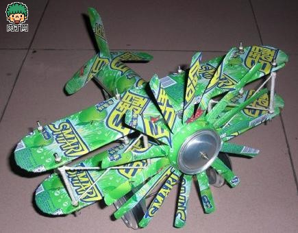 diy易拉罐手工制作螺旋桨小飞机DIY图解