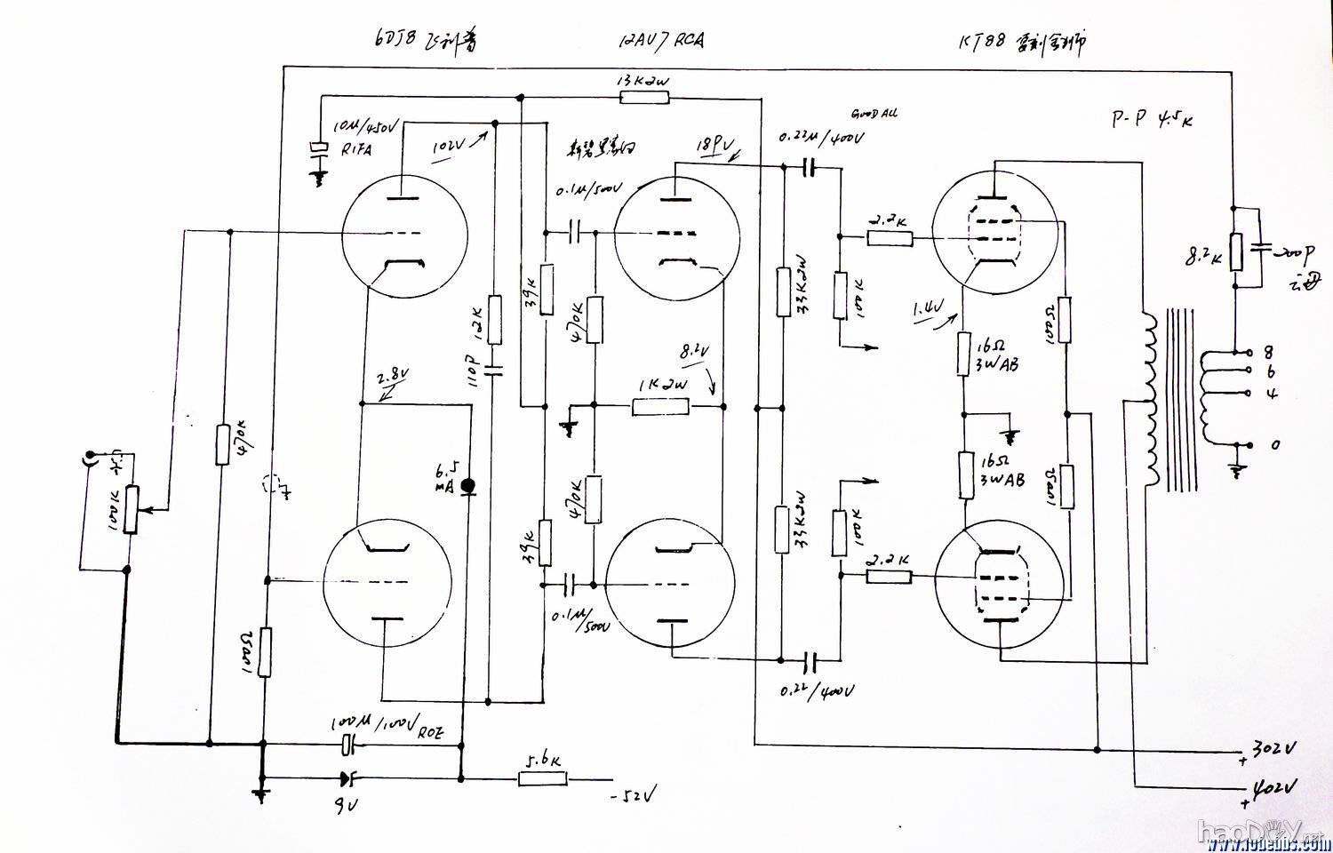 双单声道kt88电子管推挽胆机装机实验
