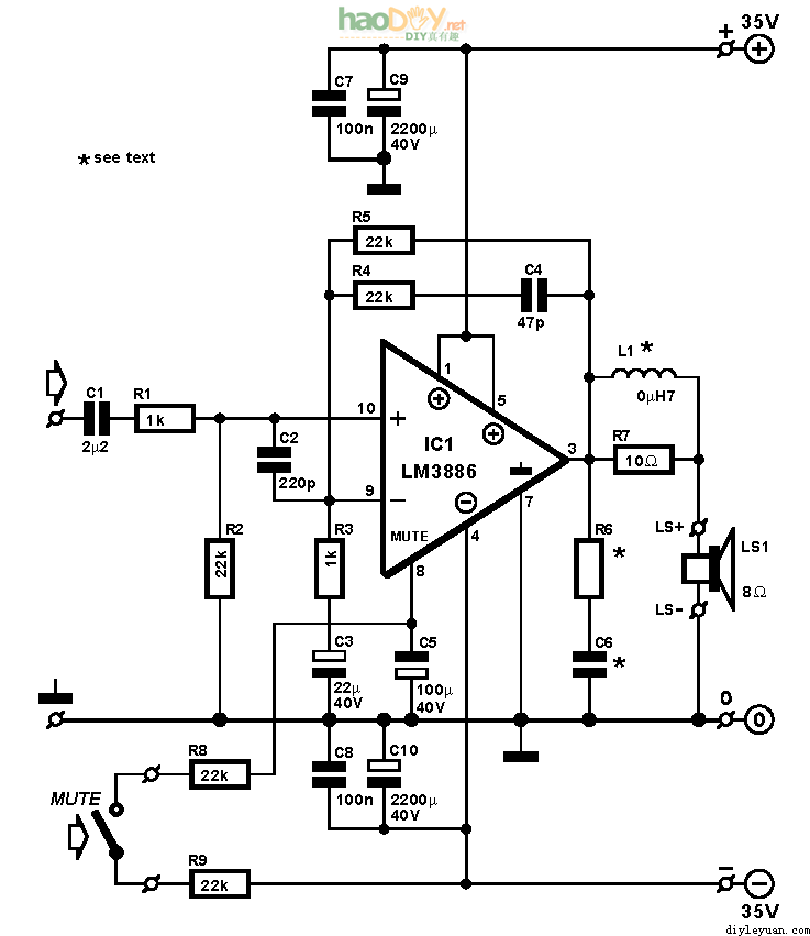 LM3886音频功率放大器功放diy制作